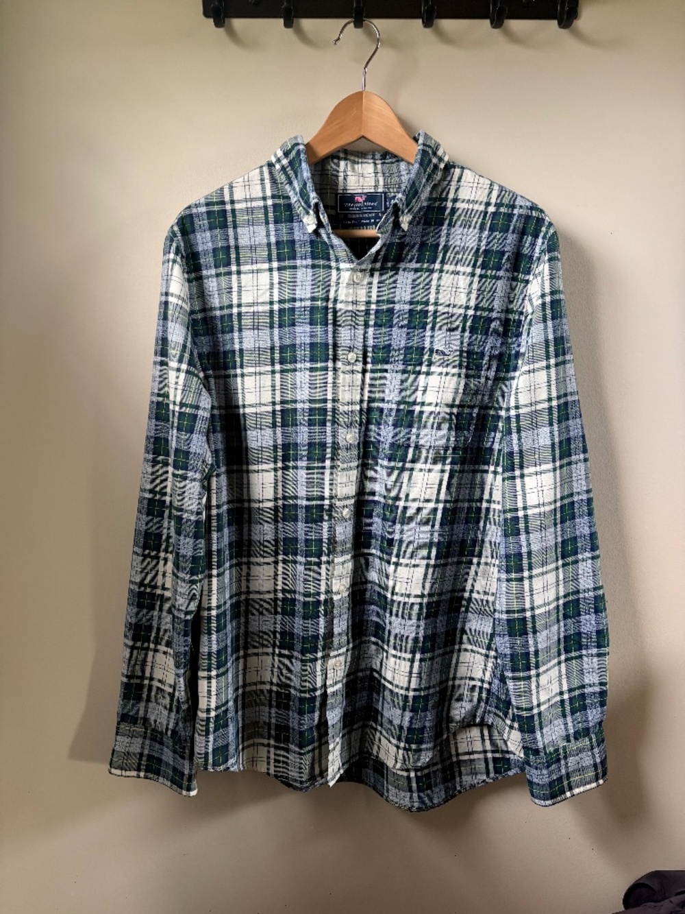 Vineyard Vines Blue Green Plaid Button Down M